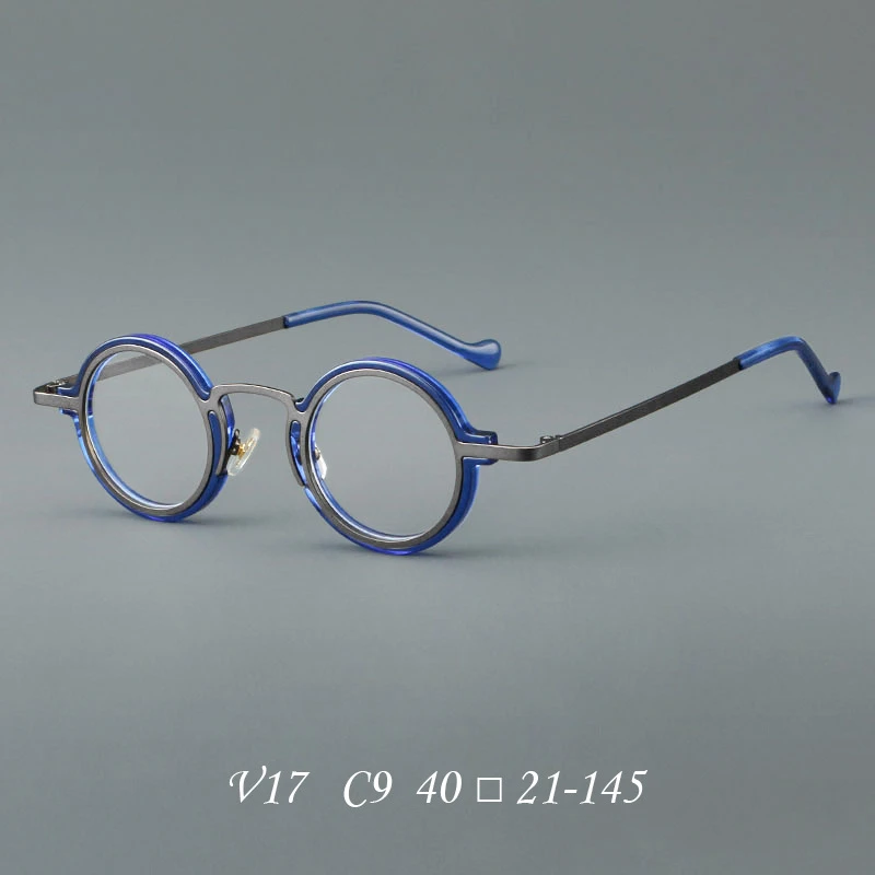 HONKAN Ultraleichter Acetat-Rahmen Metall-Brillengestell Retro Runde Lesebrille für Herren und Damen Hochwertiger Optischer Brillenrahmen – Detail 17