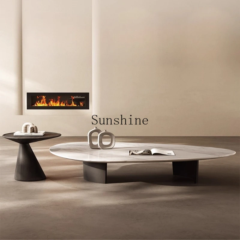 Pure natural luxury stone coffee table small apartment high-end light luxury living room simple marble coffee table