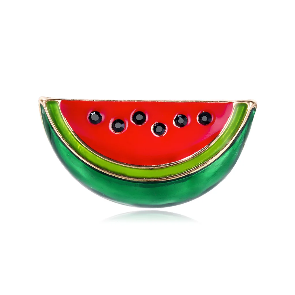 Korean version of cute cartoon watermelon brooch rainbow fruit metal pin corsage Jewelry gifts for friends at daily parties