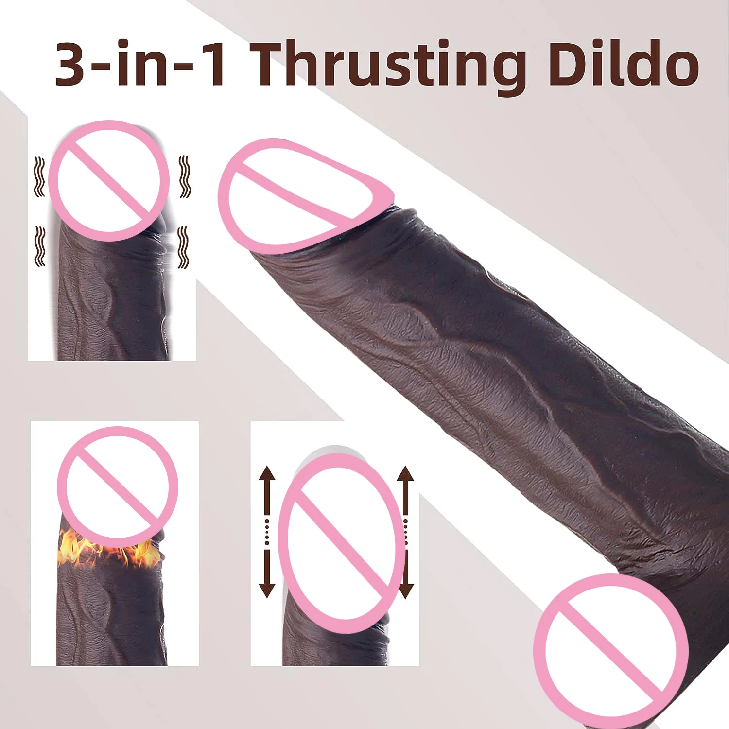 Consolador realista de empuje, pene grande, tapón Anal, vibrador con calefacción telescópica, punto G, pene, estimulación vaginal, Juguetes sexuales