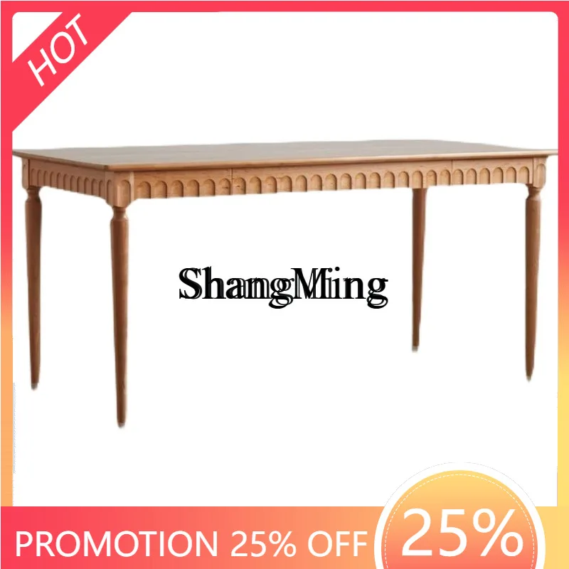 

ZYY all solid wood dining table retro small apartment solid wood rectangular dining household dining table chair combination