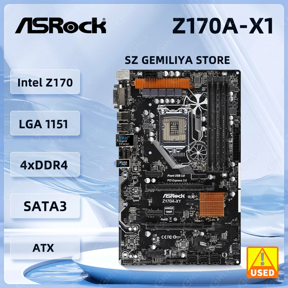 ASRock Z170A-X1 Płyta główna LGA 1151 Intel Z170 obsługa i5-7500 6500 6300 6700 7700 G4560 procesor DDR4 64 GB 6 x SATA3 6.0 ATX