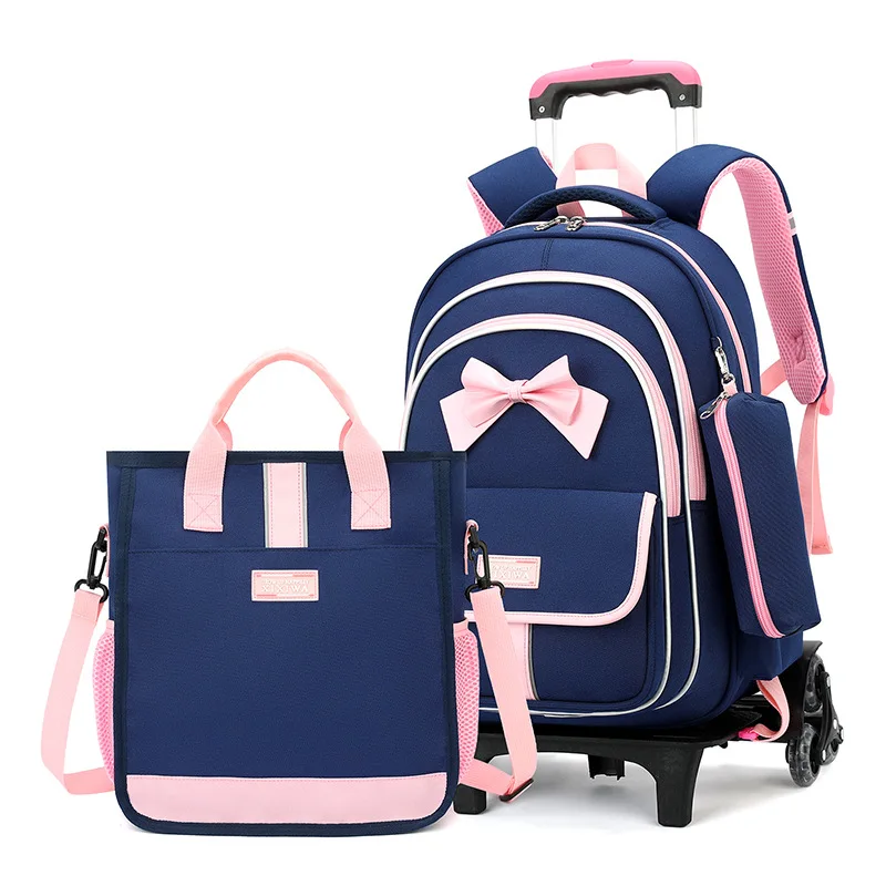 School Wheeled Backpack for Girls Boys Trolley School Bags Rolling Backpack with Wheels Kids Travel Luggage Students Book Bags