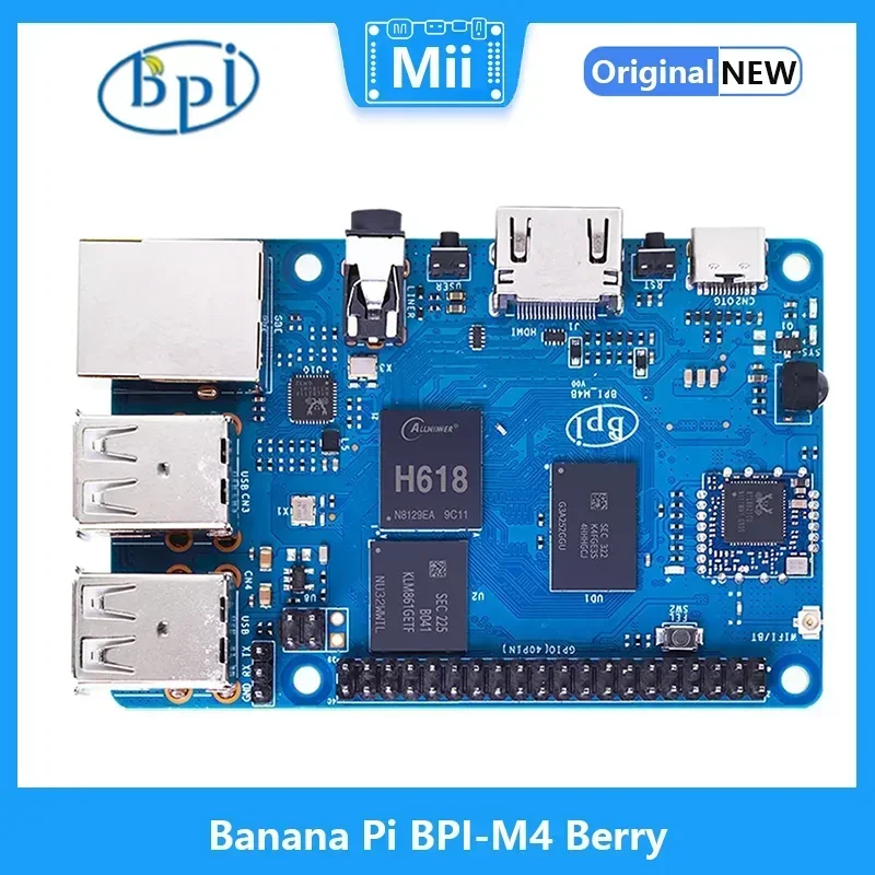 

Четырёхъядерный процессор ARM Cortex Banana Pi BPI-M4 Berry Allwinner H618™-Однобортный компьютер A53 2G LPDDR4 RAM 8G eMMC WIFI и Bluetooth SBC