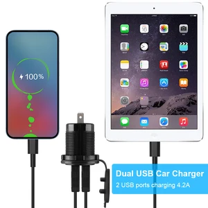 Double USB thuốc lá bật lửa, vôn kế xe hơi, tải điện thoại di động, xe máy, 12V-24V, 4.2A 12 Doanh số nhẹ hơn Voltimeter - 5