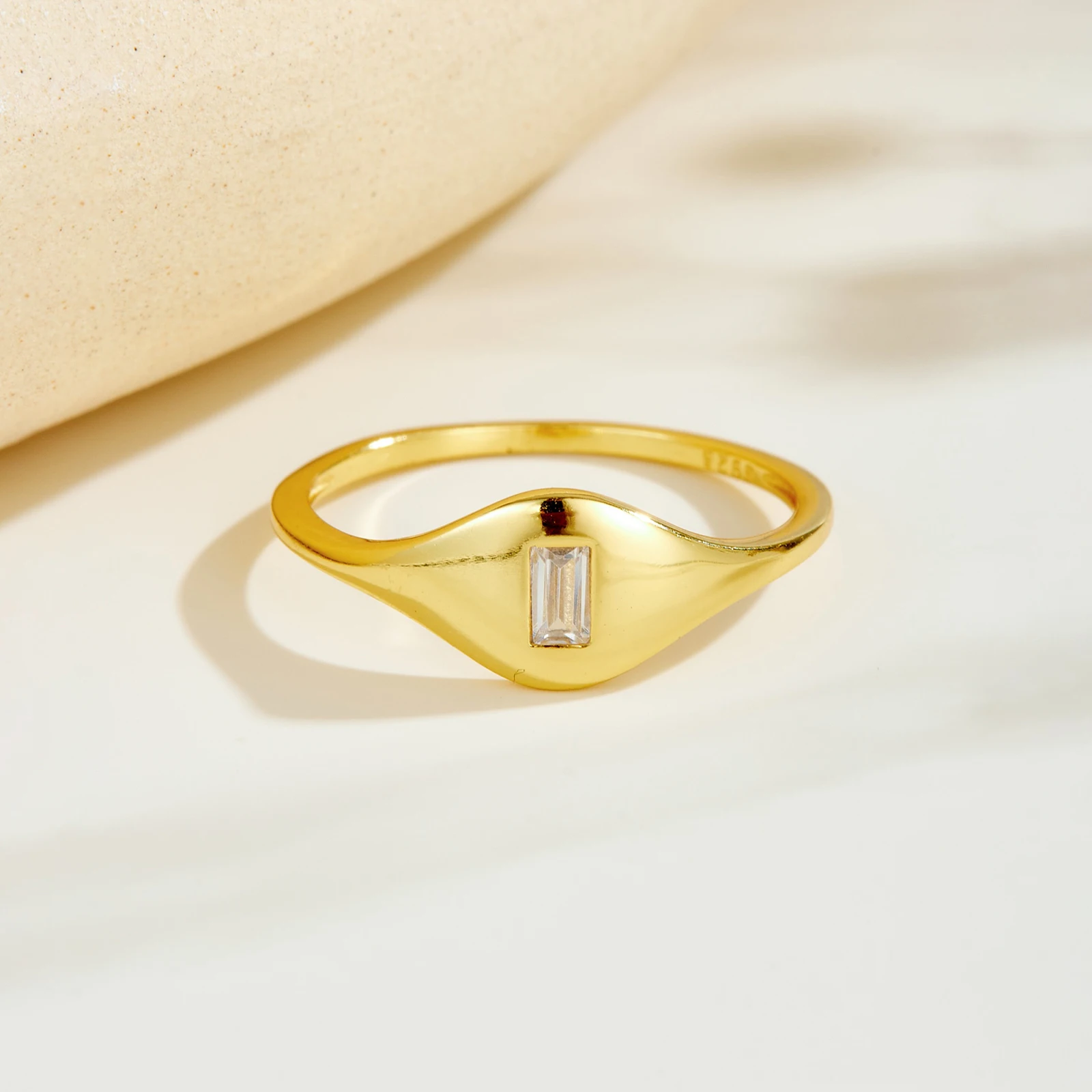ANDYWEN 925 Sterling Silver Geometric Gold Ring with Rectangle Zircon CZ, Modern Irregular Minimalist Fashion Jewelry Gift