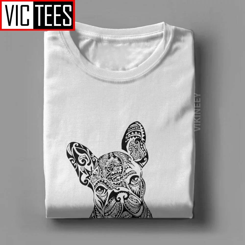 Men's Polynesian French Bulldog Dog Customized With Own Logo T Shirt Cotton Clothes Happy New Year Cool O Neck Oversized Tshirt image 4