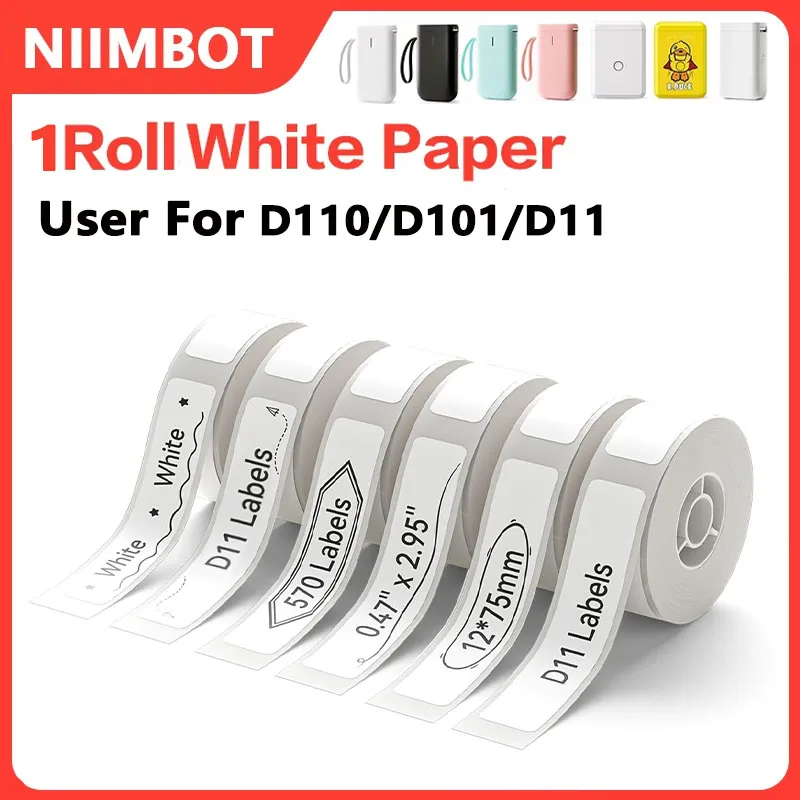 

NiiMBOT D110 Label Thermal Sticker 12-15mm White Label For Home Office Labeling Tape White Compatible For D11/D110/D101 Printer