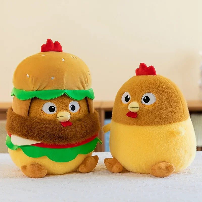 Adorable oreiller en peluche Burger de poulet, jouet en peluche de restauration rapide, oreiller doux à câliner, cadeau d'anniversaire pour tous âges