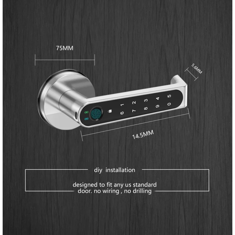 2022 New One-Grip Handle Large Fingerprint Head Password Lock Single Tongue U-Shaped Ball Lock Wooden Door Bathroom Lock