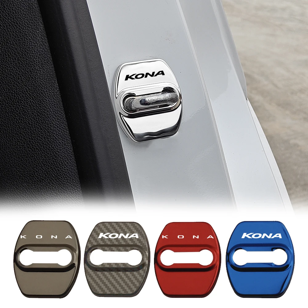 4PC Car Door Lock Cover for Hyundai Kona EV N 2017 2018 2019 2020 2021 2022 2023 2024 2025 Car Door Lock Buckle Protective Cover