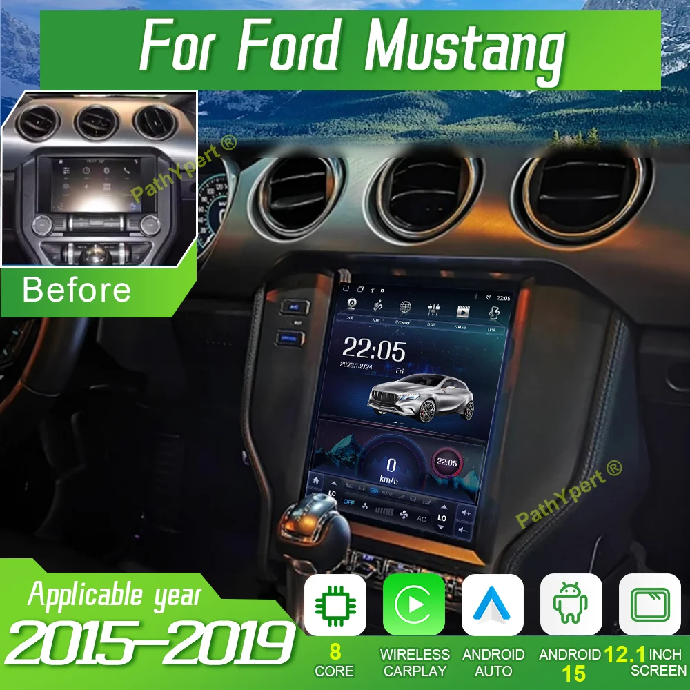 

12.1"Android 15 For Ford Mustang 2015-2019 Car Multimedia Video Player Stereo Autoradio 4G Head Unit Wireless BT GPS CarPlay