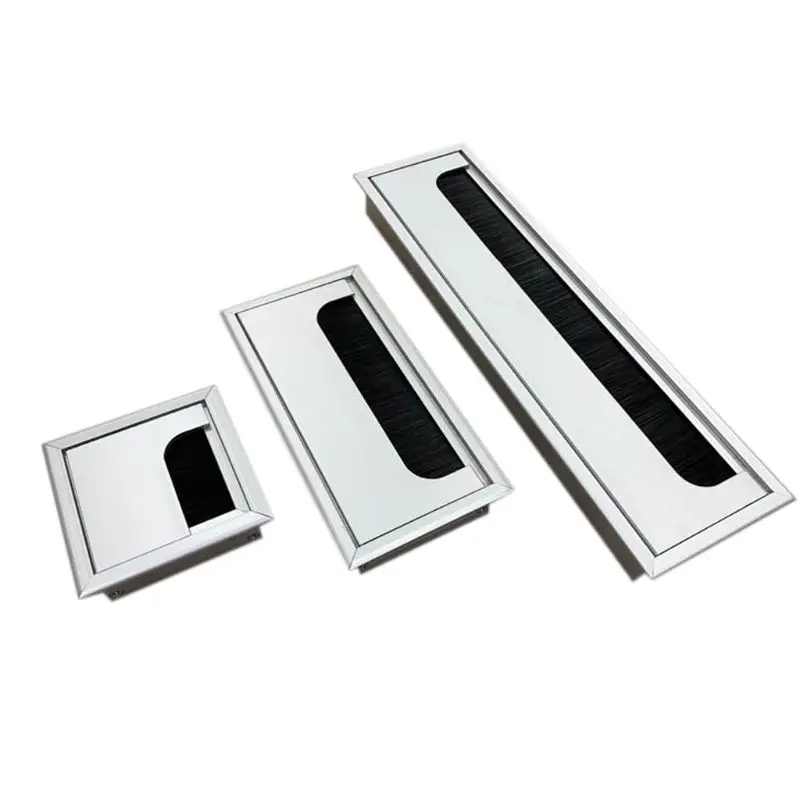 Aluminium Square Rectangle Desk Computer Wire Cable Outlet Insert Hole Cover