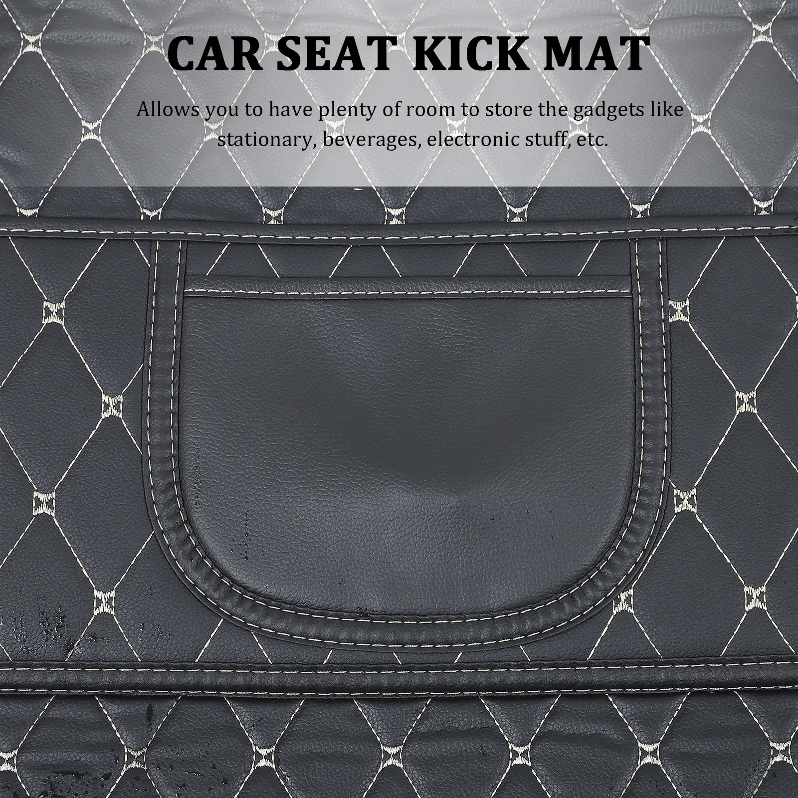 

2pcs Car Seat Kick Mat Black PU Anti dirty Lightweight Seat Back Cover Large Size Storage ganizer Helper Car Interior