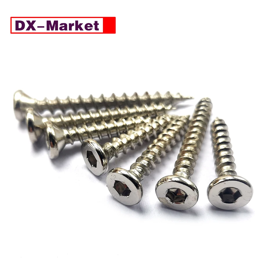 

【DX-Market】M5 Hex Socket Wood Screw,Nickel Plating Flat Head Self Tapping Furniture Screws ,A068