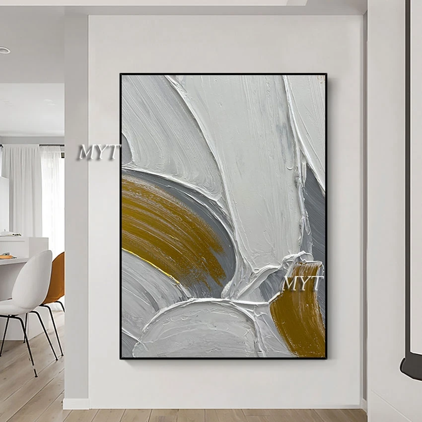 

Modern Frameless Linen Canvas Painting Thick Acrylic White Abstract Wall Art Texture New Design Custom Artwork Bar Decoration