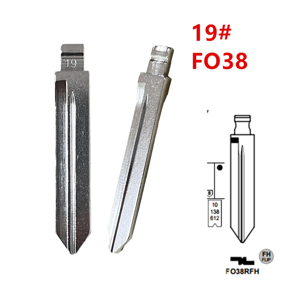 10 buah 19 # KD Remote tidak dipotong pisau kunci logam kosong NO.19 FO38 untuk Ford Lincoln Mercury In USA pisau Remote kunci mobil jarak jauh