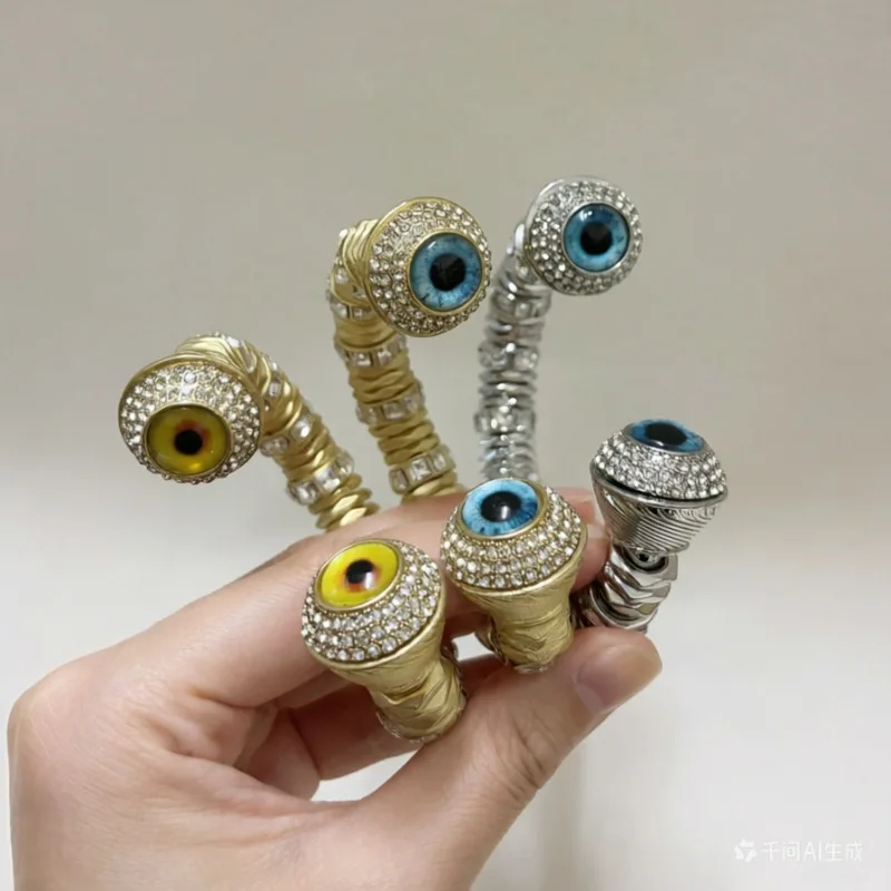 Luxury Evil Eye Open Cuff Bracelet Sparkly Bangle Bracelet for Women Fashion Statement Jewelry Gift