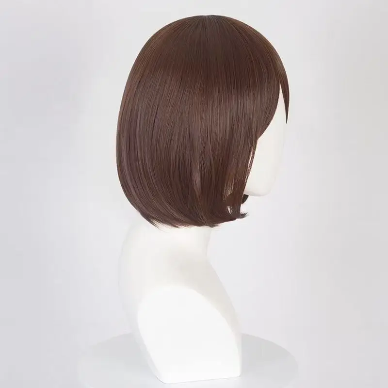 Ah Zhi لعنة عودة معركة النترات المنزلية cosWigBOBOHead مع فروة الرأس واقعية بني فاتح شعر قصير أنيمي