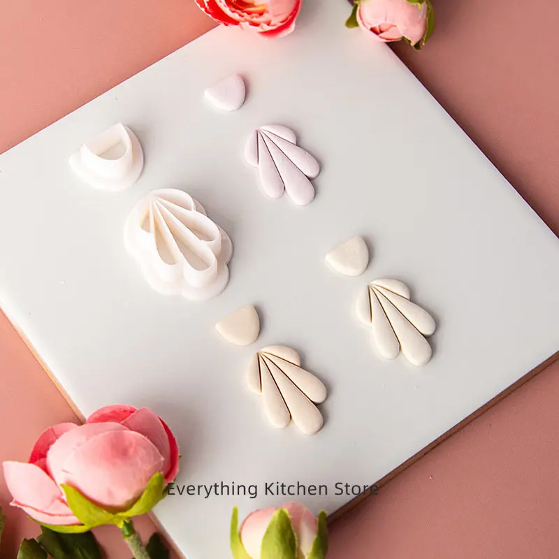 Blume Blatt Weiche Keramik Polymer Clay Schneider Ohrringe Anhänger Schmuck Präge Form DIY Blütenblatt Geometrische Figur Schneiden Formen – Detail 7