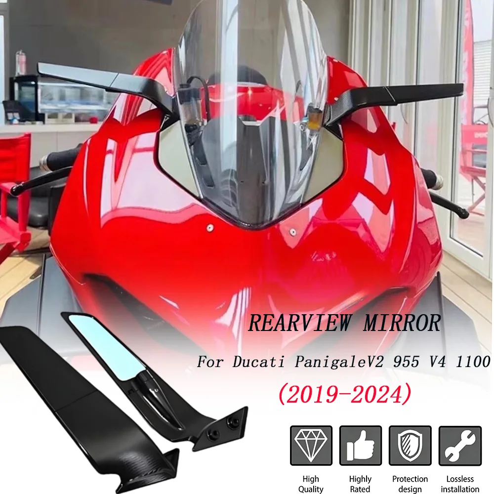 

For Ducati Panigale V2 955 V4 1100 V4 S 20-2024 Rearview Mirror Stealth Sport Winglet Mirror Adjustable Stealth Mirrors