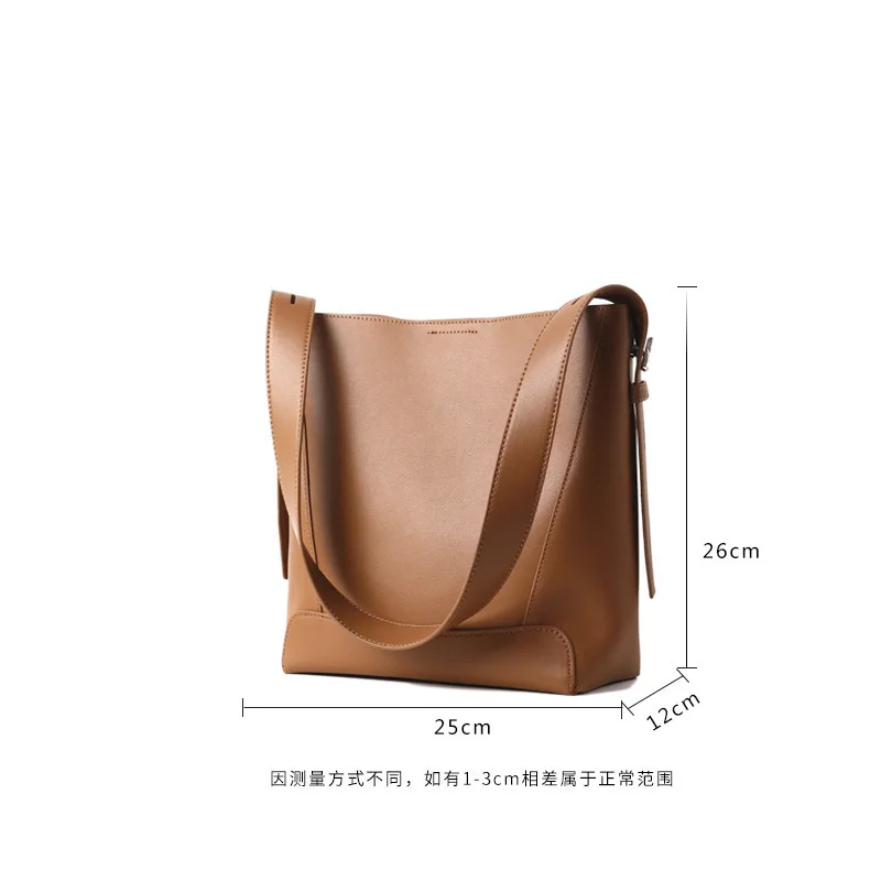 2024 New Fashion Simple And Versatile Bucket Single Shoulder Crossbody Commuter Large Capacity Genuine Leather Women's Bag сумка