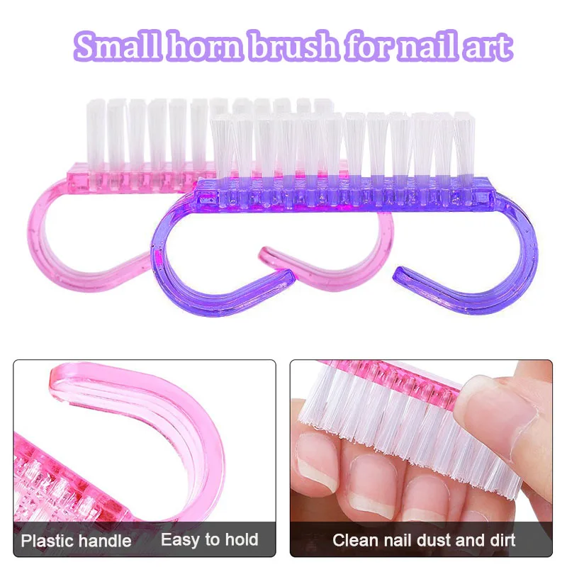 

NEW 1/5Pcs Acrylic Nail Brush Pink Color Art Manicure Nail Remove Dust Plastic Cleaning Nail Brushes File Tools Set ZJS02