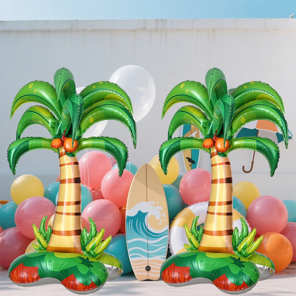 

1/2pcs 3D Standing Coconut Palm Tree Balloons Inflatable Pineapple Cactus Foil Ballon Hawaiian Aloha Summer Beach Party Supplies