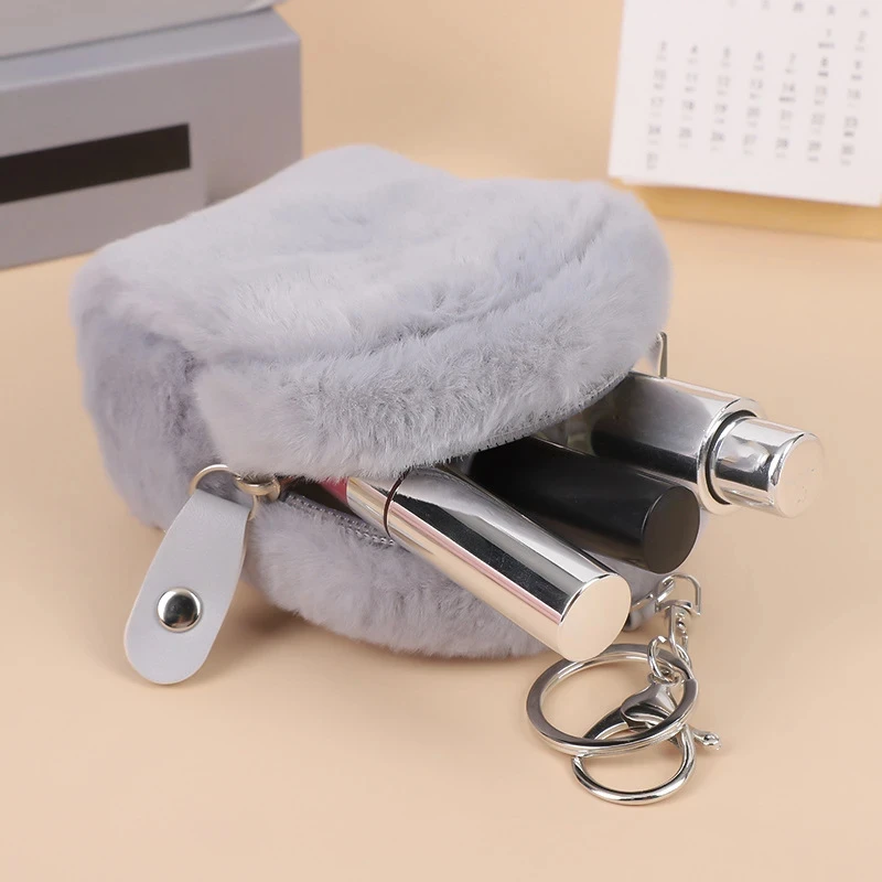 Small Plush Coin Purse Women Korean Mini Square Wallet For Data Line Earphone Headphone Lipstick Storage Organizer Bag Handbag