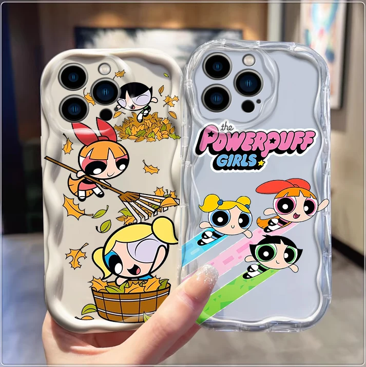 The P-Powerpuff Girls Cute For iPhone 15 14 13 12 11 XS X XR 8 7 6 6S Pro Max Plus Mini Wave Oil Phone Case Soft