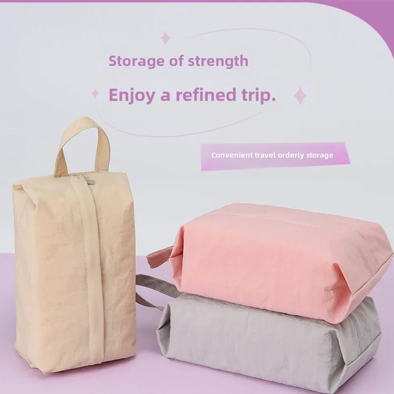 Travel intimates storage bag, washed cloth body clothing organization cosmetics bag, large opening fabric portable handbag