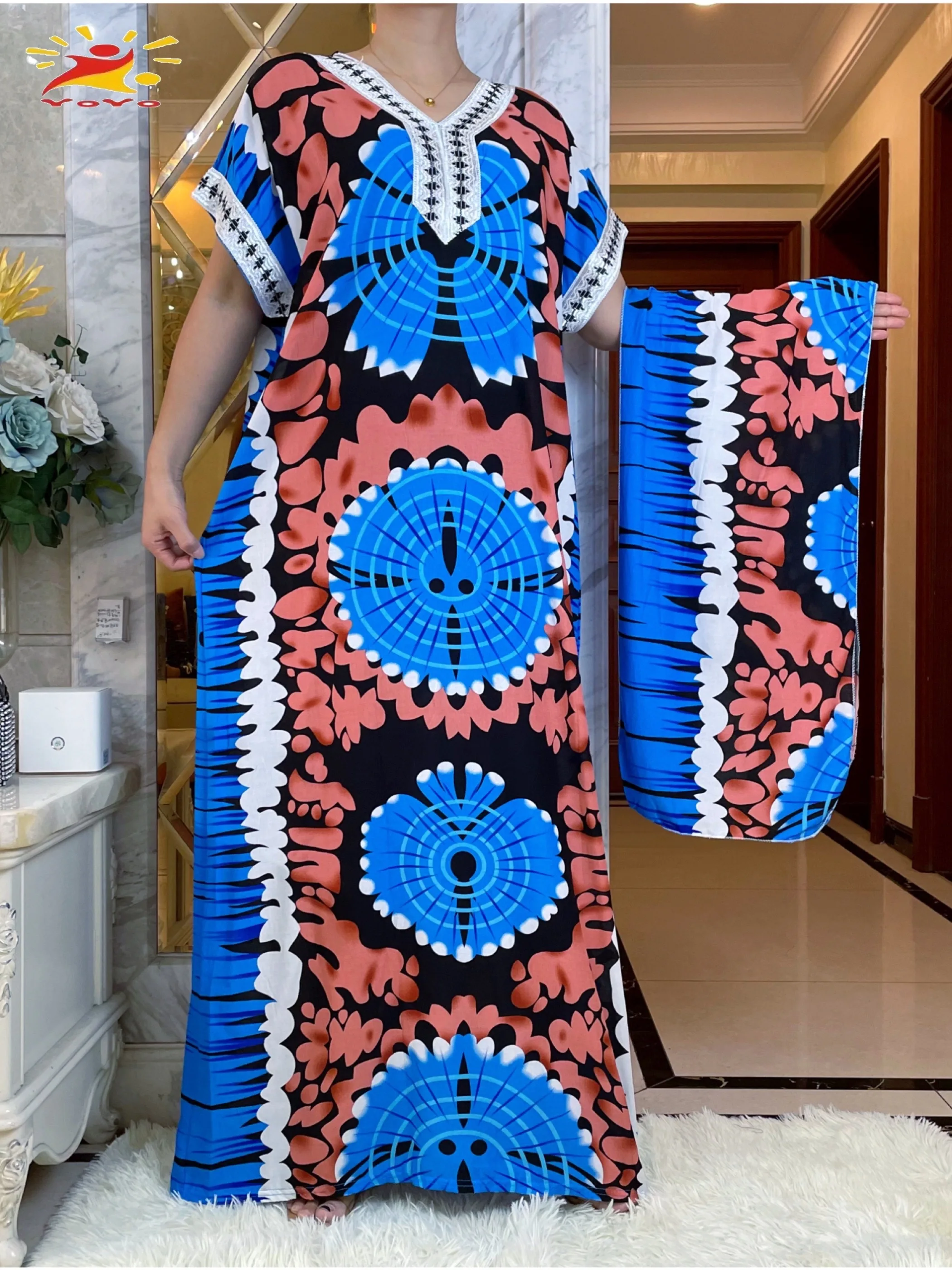 

New African Short Sleeve Dresses Women Muslim Abaya Dubai Turkey Fashion Summer Hijab Cotta Dress American Islam Clothing