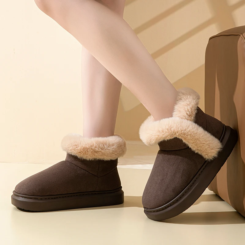 Winter Women Shoes Casual House Boot Outdoor Warm Cotton Shoes For Women Indoor Covered Toe Slippers Plush Slippers Snow Boot