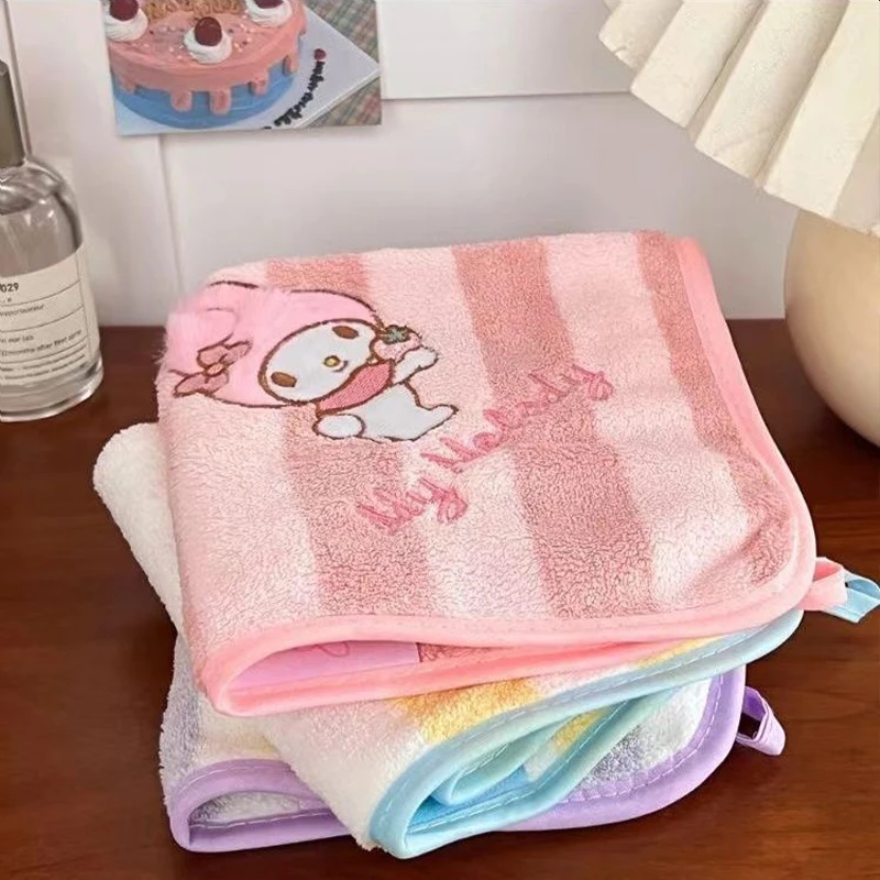 Sanrio Towel Kuromi Kawaii Cute Anime Cinnamoroll Soft Stuffed Plushies Cartoon Quick Drying Face Wash Kerchief Toys Girls Gifts