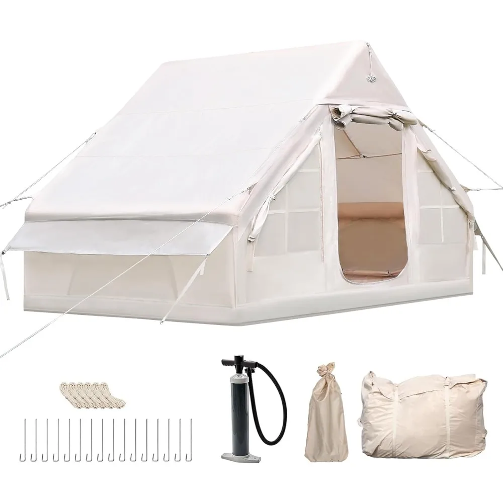 

Inflatable Camping Tent, Glamping Inflatable Tent for Camping, 4 Season Water&Windproof Outdoor Oxford Blow Up Cabin Tent