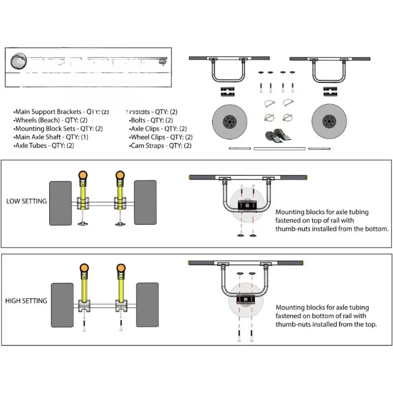 Chariot de systèmes de désert |   Roues de plage gonflables |   Classification du poids de 330 lb |