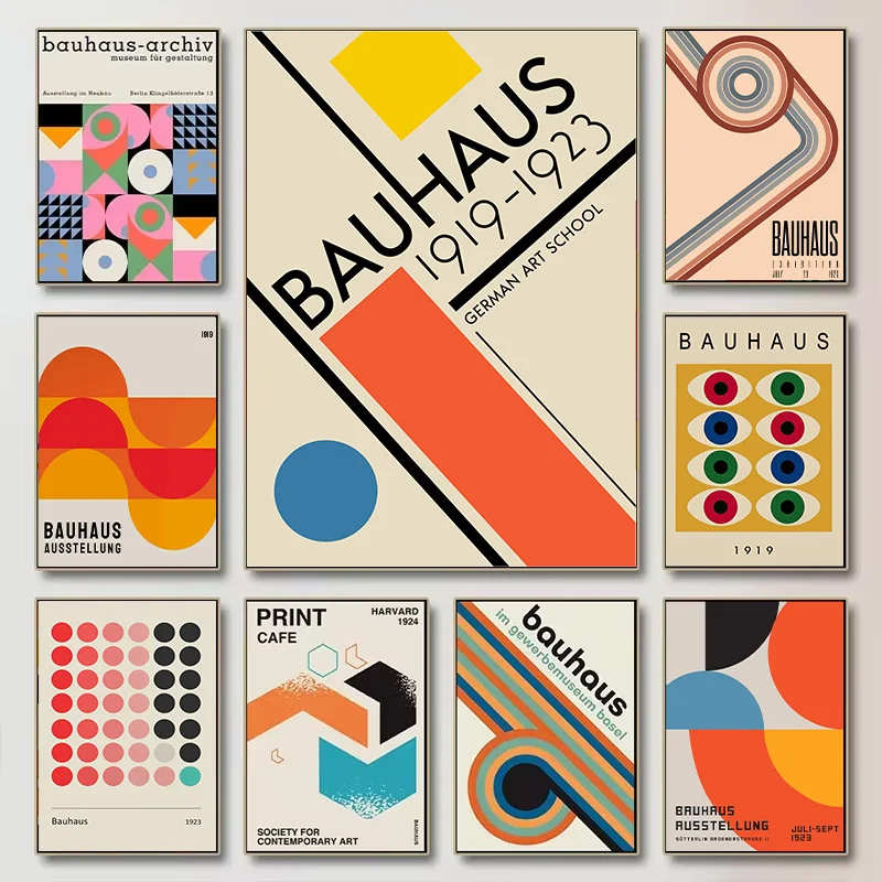 Affiche géométrique minimaliste Bauhaus, art mural moderne et rational, impression sur toile, décoration pour la maison, chambre à coucher, salon, couloir