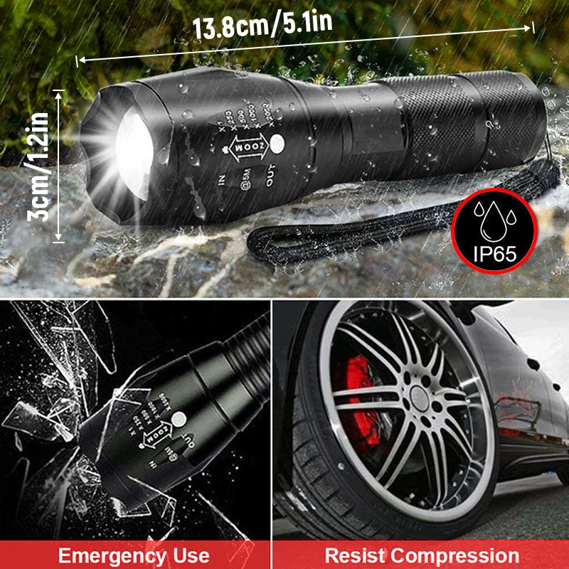 2Pcs LED Flashlights High Lumens with Zoomable Beam Mini Flashlights for Camping Dog Walking Powerful Emergency Flashlights