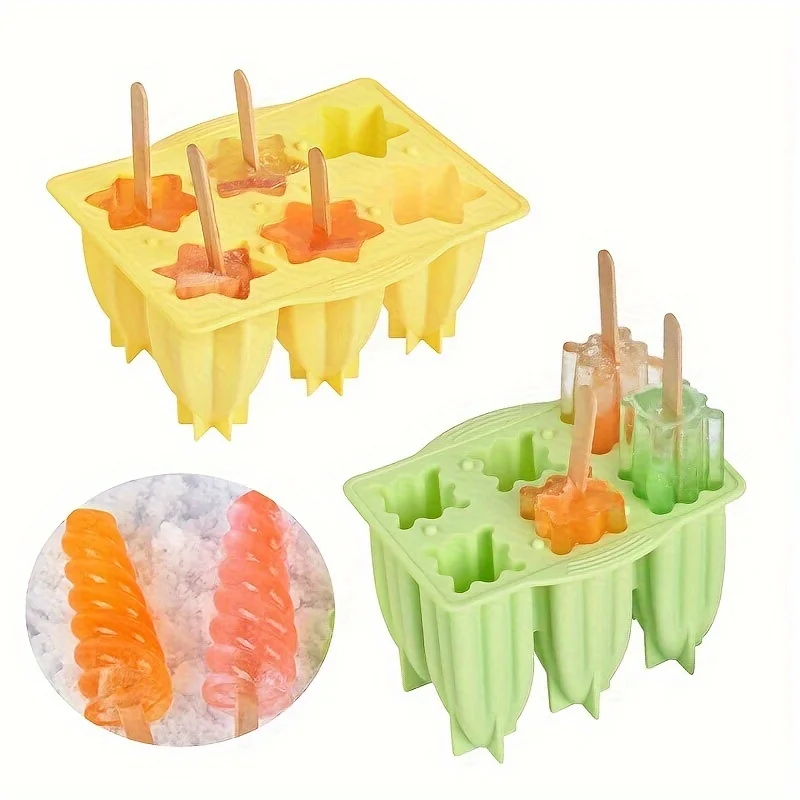 

6-Piece Bpa-Free Silicone Popsicle Molds - Reusable, Easy Release Ice Maker For Summer Treats