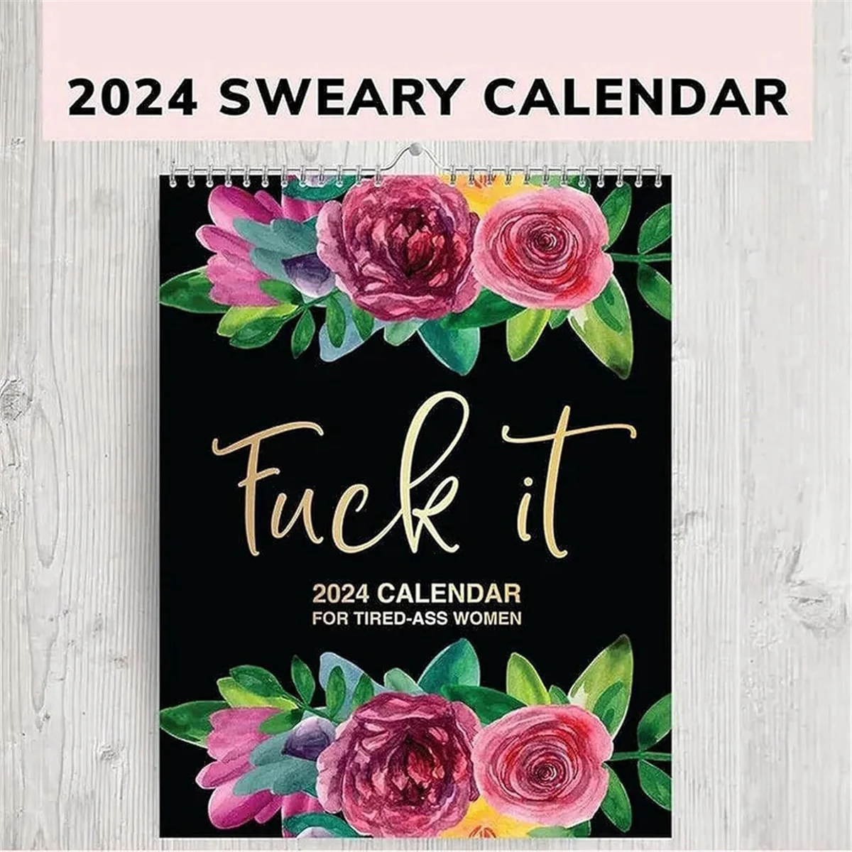 2024 Wall Calendar for Tired-Ass Women,Funny 2024 Calendar Monthly Calendar with Hook, Gag Gift for Women