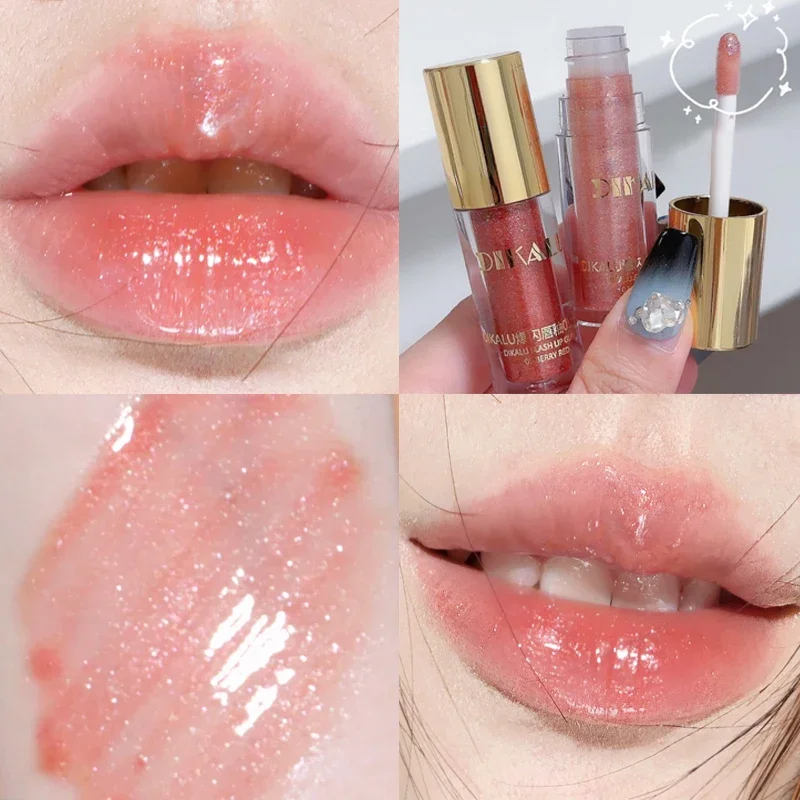 Brillo de labios brillante de agua de espejo, brillo de labios hidratante de alto brillo, tinte de labios rojo Sexy, maquillaje de lápiz labial, brillo de labios no pegajoso, cosméticos