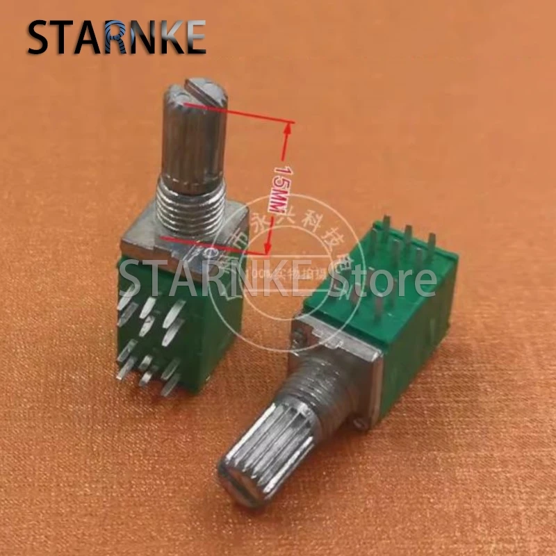 2PCS RK097G 097 Type Amplifier Audio Volume Sealed Potentiometer B10K B20K B50K B100K 4 Link 12 Pin Flower Shaft Length 15MM