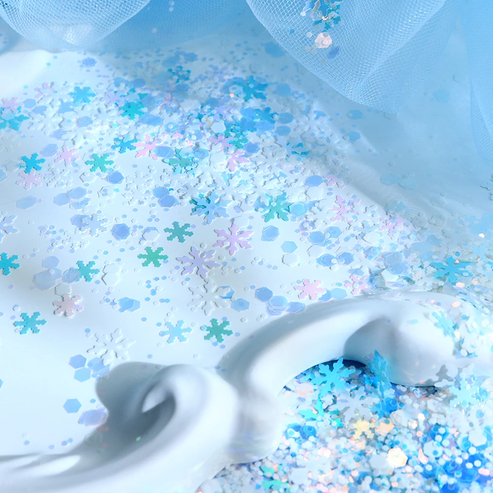 5g Christmas Snowflake Resin Sequins Mixed Color Hexagon Glitter Flakes Epoxy Resin Filling Winter Christmas Gifts Keychains DIY