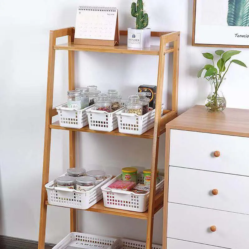 Household Plastic Hollow Desktop Storage Basket Snack Storage Basket Rectangular Sundries Storage Box Bathroom Rack Basket