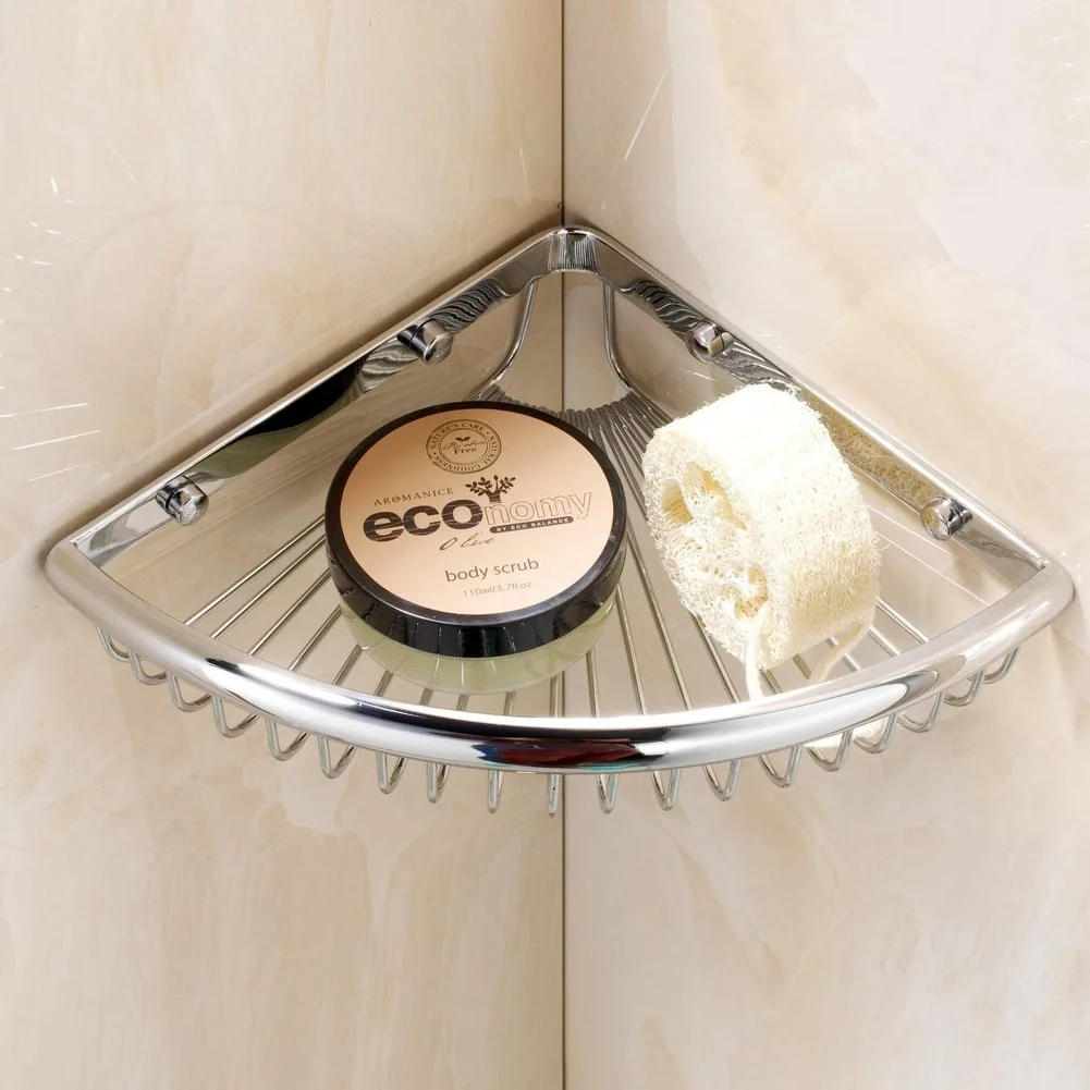 

Угловая полка-органайзер для ванной комнаты в цвете античной меди для хранения шампуня и мыла, с простой установкой и стильным дизайном