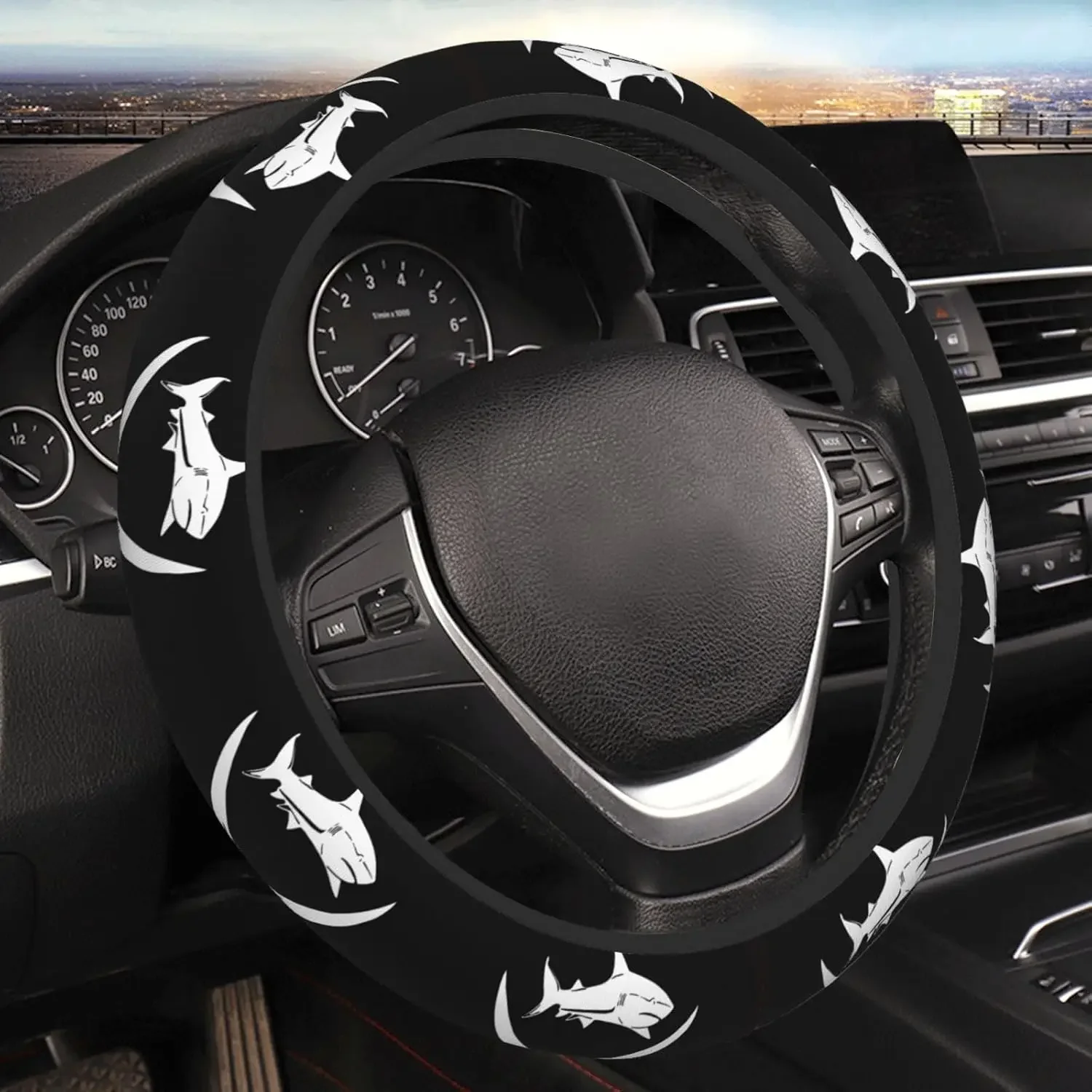 Pirate Fish Flag Steering Wheel Covers Anti Slip Sweat Absorption Elasticity Car Accessories Steering Wheel Protector 15 Inch