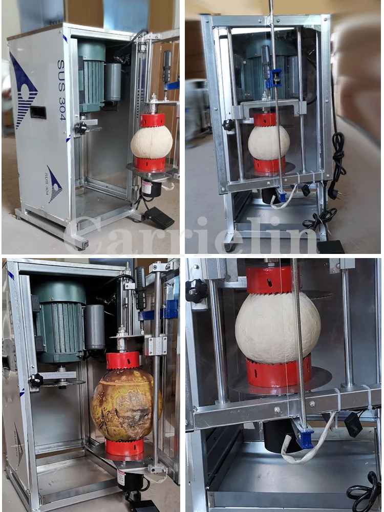 Mesin Pembuka Tutup Kelapa Mesin Pembupas Penutup Kelapa Elektrik Komersial Mesin Penembakan Otomatis Penuh 220V