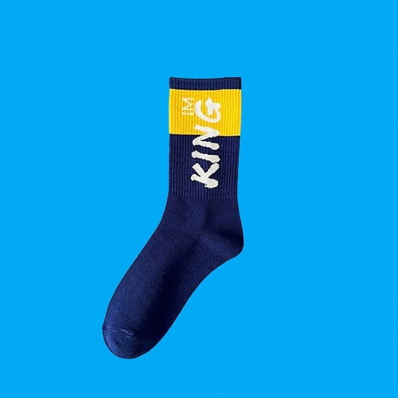 5/10 Pairs New Fashion Student Sports Mid-tube Socks Cool Letter Long-tube Sports Socks High Quality Men's Mid Tube Cotton Socks