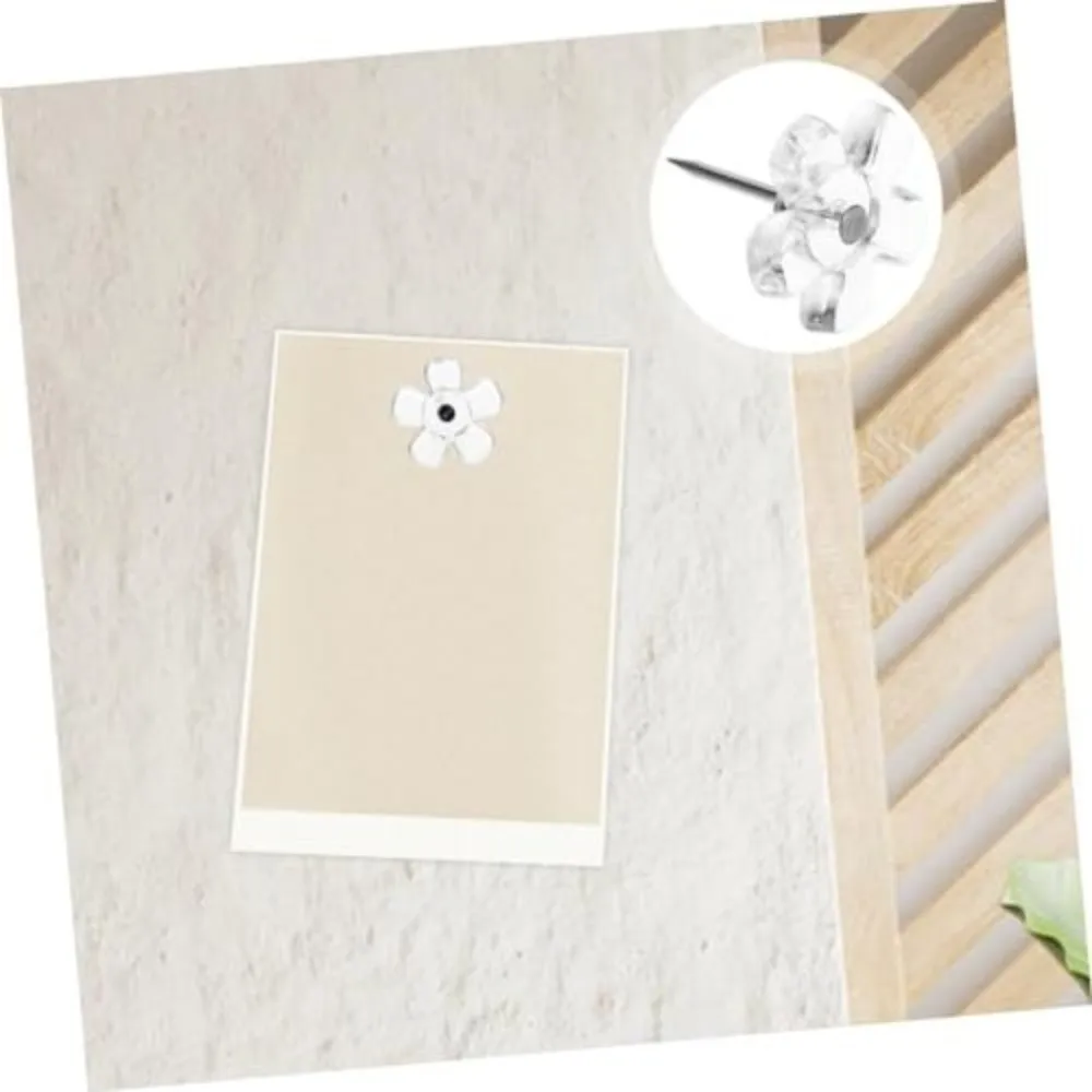 

A Box New Transparent Heart Push Pins 50/100PCS Heart Shape Push Pins Pentagram Shape Durable Transparent Flower Push Pin School