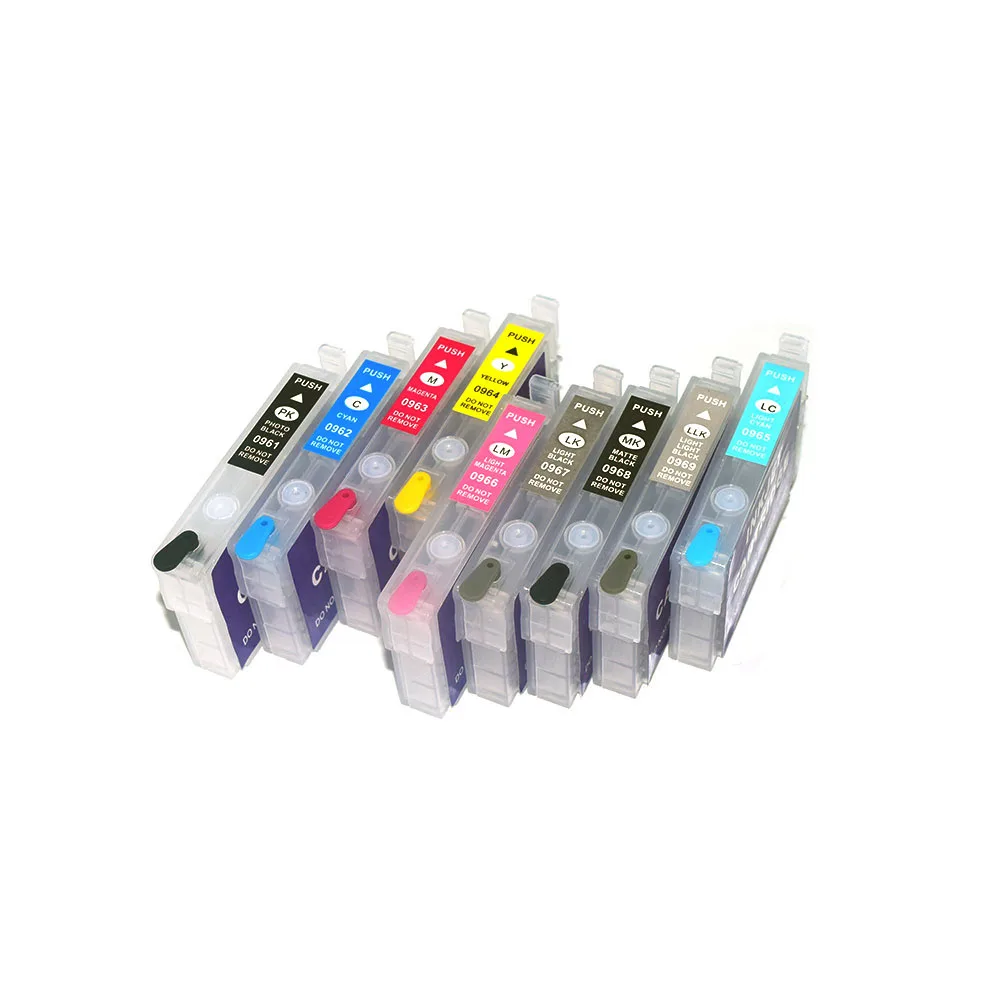 T0961- T0969 Refillable Ink Cartridge WIth Auto Reset Chip For Epson Stylus Photo R2880 Printer